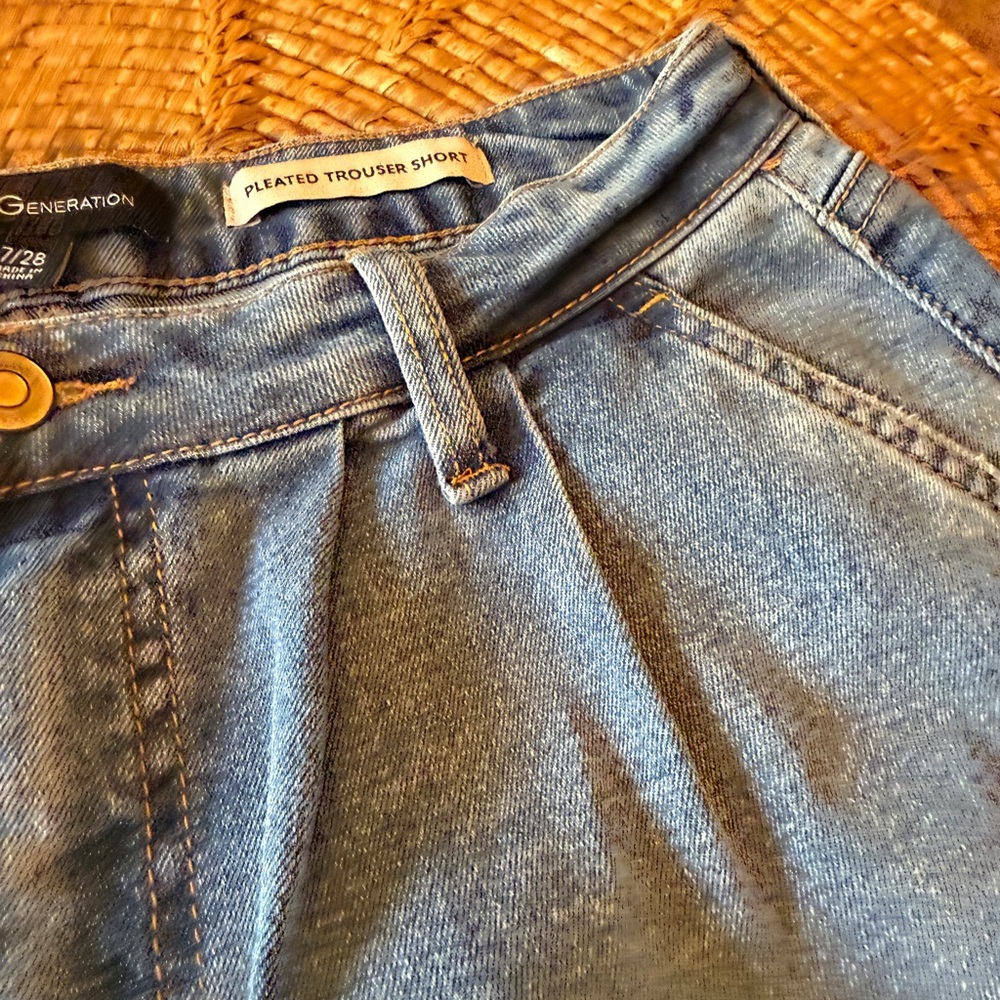 BCBGeneration Light Blue Pleated Trouser Jean Shorts - Picture 3 of 12